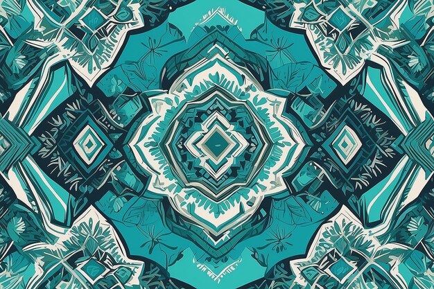 Photo stylish turquoise green geometric ethinc pattern for various designs