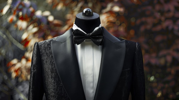 Photo stylish tuxedo with bow tie on mannequin