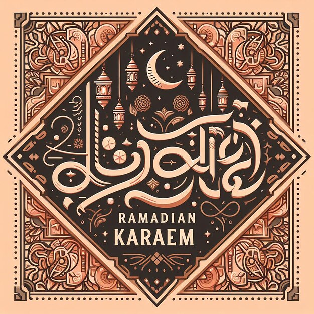 Foto tipografia elegante di ramadan kareem con elementi ornamentali