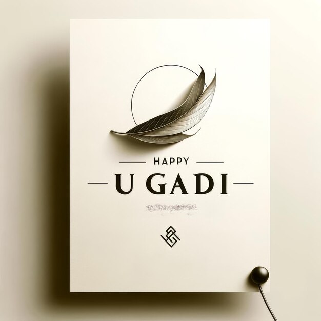 Stylish Ugadi Wishes Contemporary Design with Traditional Feather