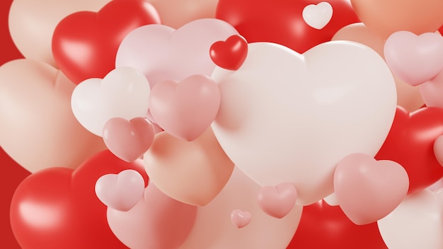 Stylish valentine day heart background. 3D illustration.