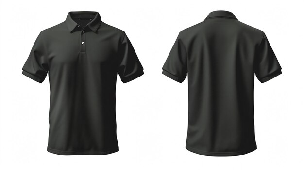 Photo a stylish and versatile dark green polo shirt mockup featuring both the front and back views this blank canvas is perfect for showcasing your designs or branding concepts with ease the dee