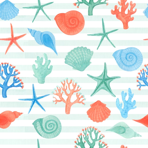 Stylish  watercolor sea theme background.