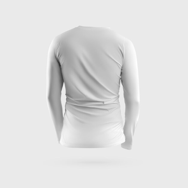 Стильная белая толстовка с длинными рукавами, вид сзади, 3D-рендеринг, изолированный на заднем плане