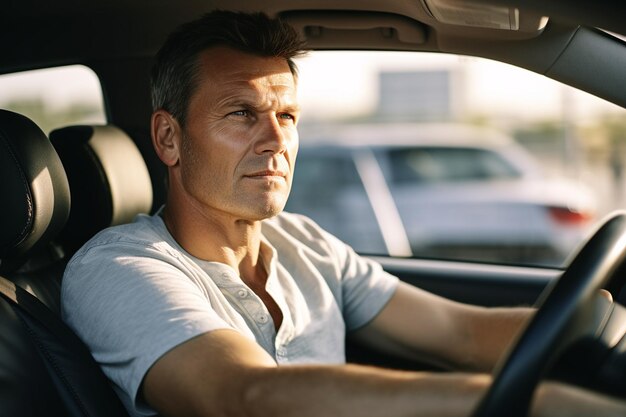 Stylish White Man in an Elegant Vehicle