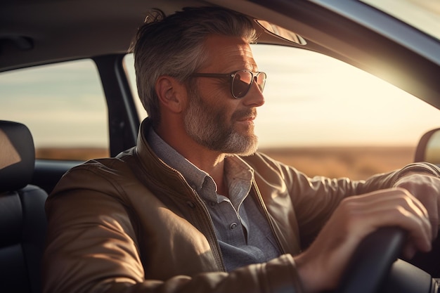 Stylish White Man in an Elegant Vehicle