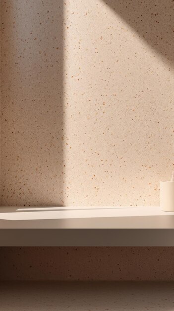 Stylish White Terrazzo Podium with Sunlight for Vibrant Product Launches