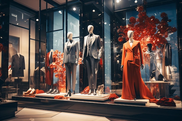 Stylish Window Display of Fashion Store Featuring Giraffe Mannequins Generated by AI