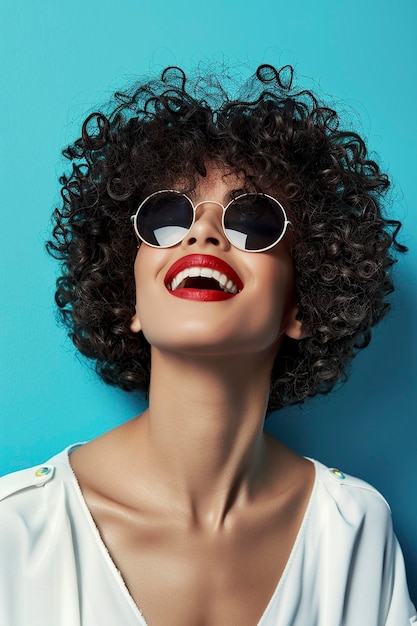 Stylish Woman in White Shirt and Sunglasses