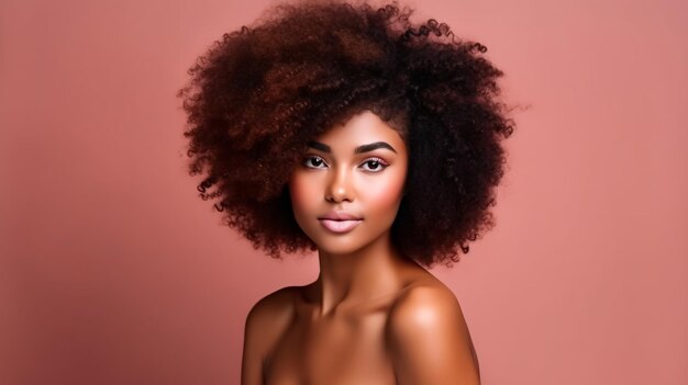 Stylish Woman With Afro Posing Generative AI