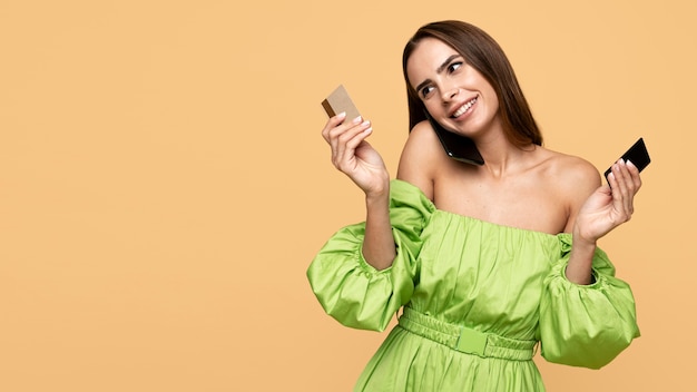 Stylish woman with shopping bags