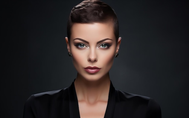 Stylish Woman with a Trendy Buzz Cut Generative AI