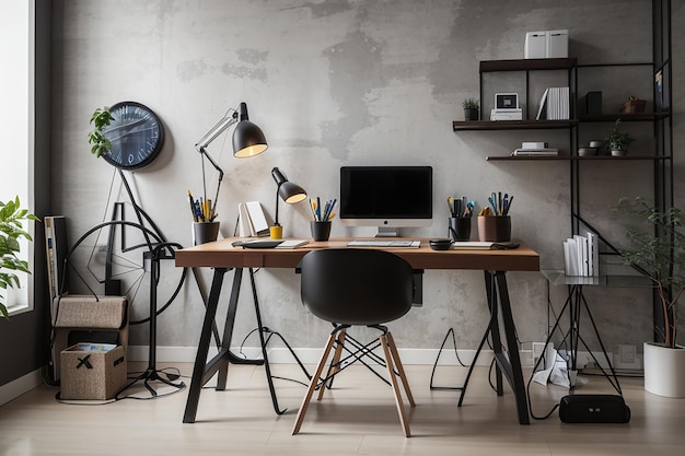 Photo stylish workplace and copy space for montage