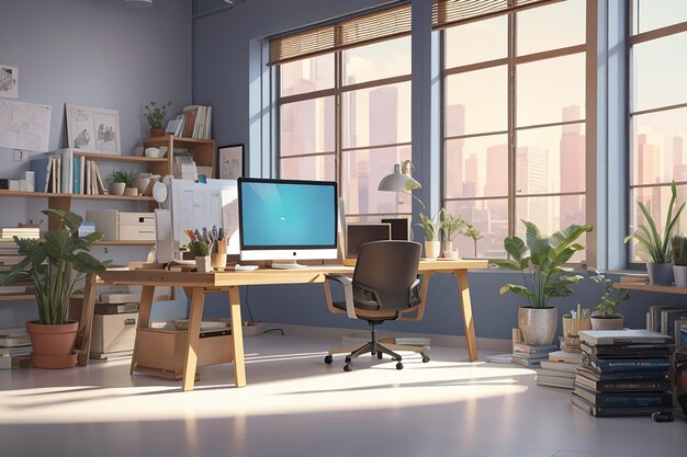 Stylish workplace and copy space for montage