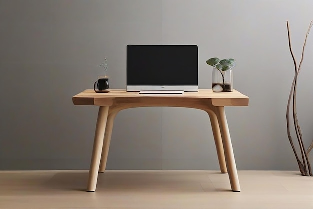 Stylish workspace with desktop computeroffice supplieshouseplant books at officedesk work concept