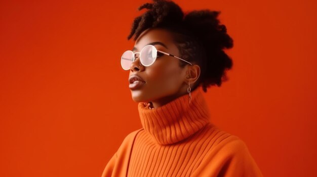 Stylish young african american woman in eyeglass