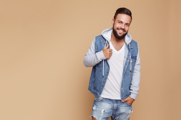 Stylish young guy with a beautiful beard