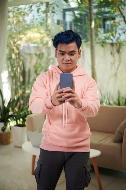 Stylish Young Man Taking Selfie