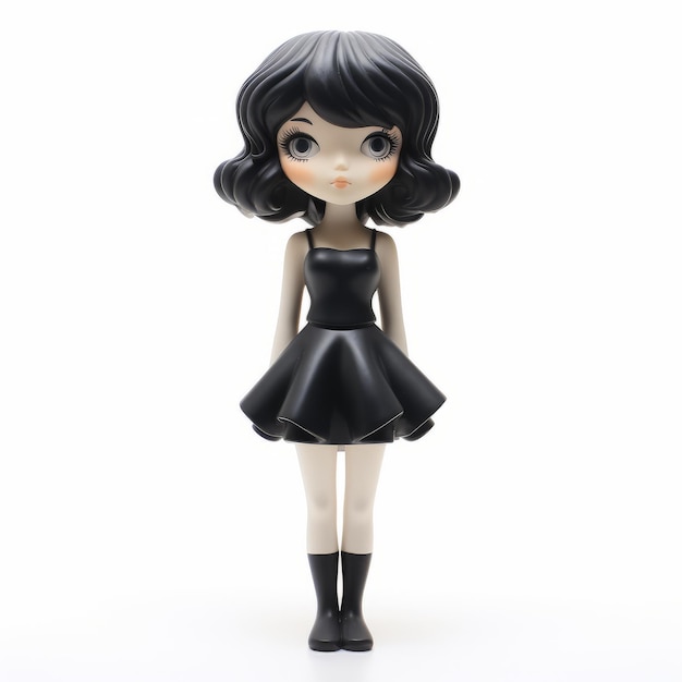 Stylistic Manga Doll Contemporary Candycoated Figurine With Jet Black Hair