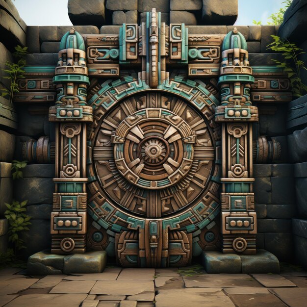 Photo stylized aztec door