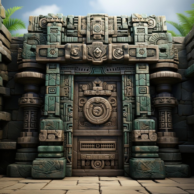 Photo stylized aztec door