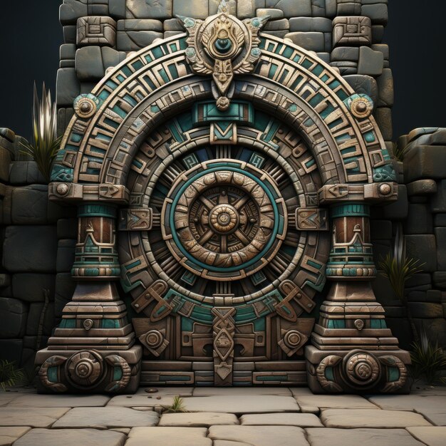 Photo stylized aztec door