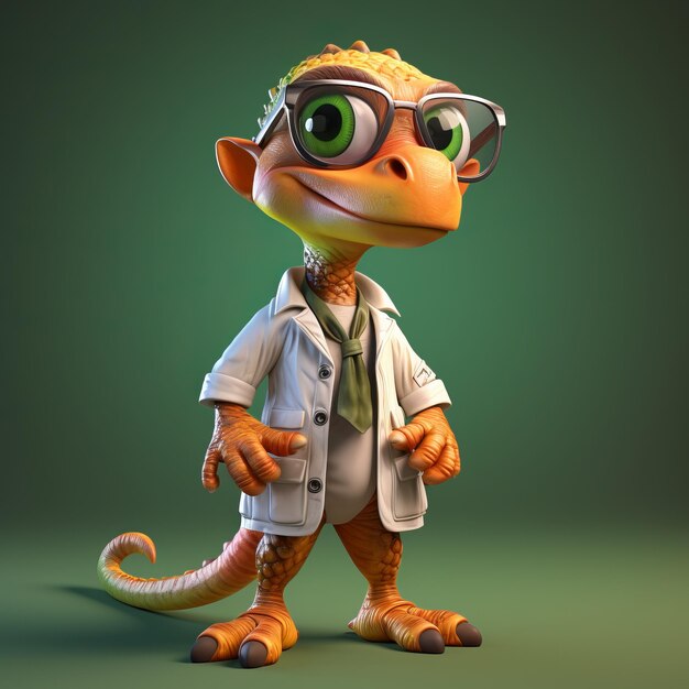 Premium AI Image  Stylized Cartoon Compsognathus 3d Game Character Design