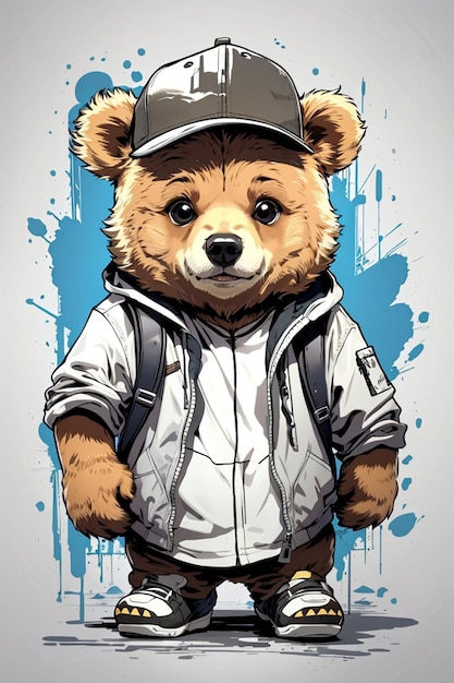 Photo stylized character bear illustration design