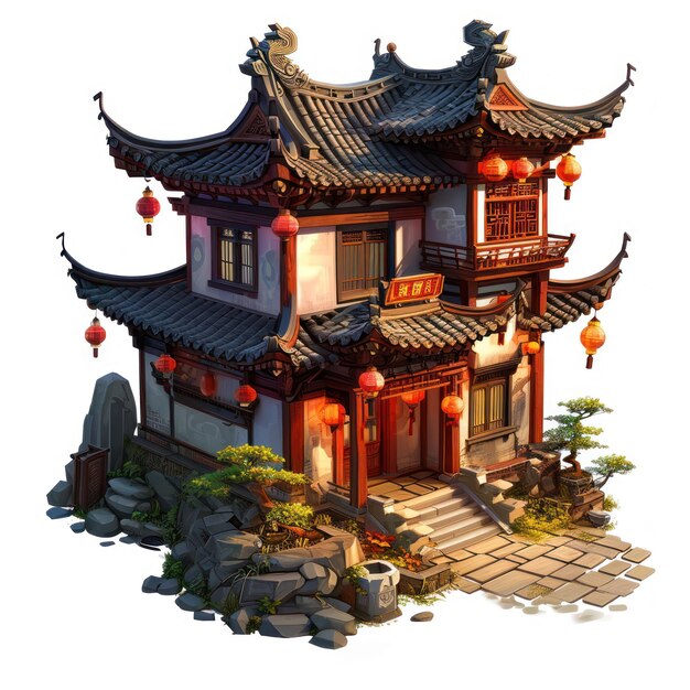 Photo stylized chinese house