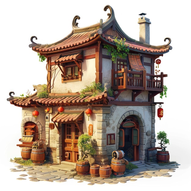 Photo stylized chinese house