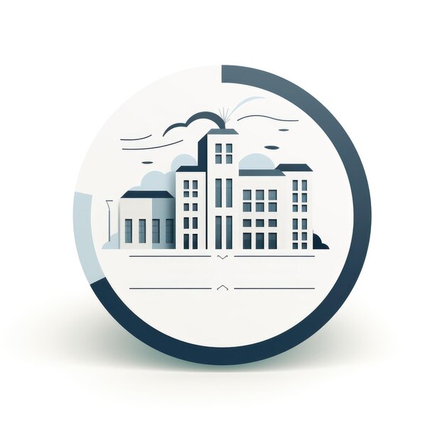 Stylized Coastal Circle Cityscape Icon