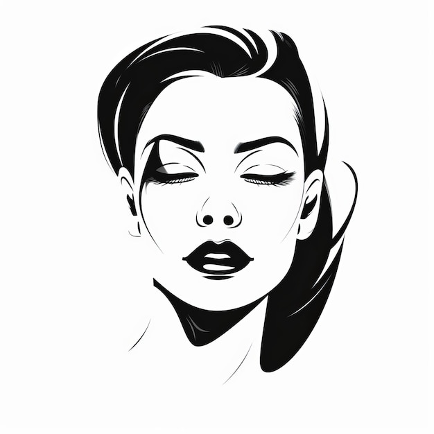 Stylized Comic Book Noir Portrait Of A Woman Vector Illustration