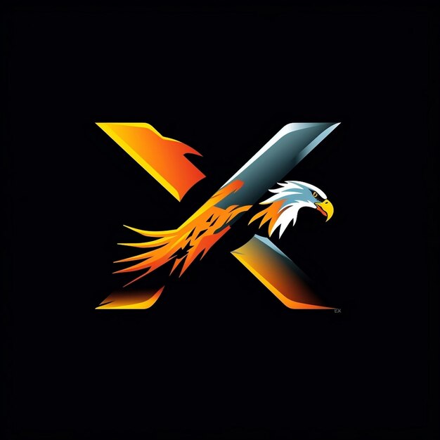 stylized eagle X logo shape or beams of light luxury X logo AI generated