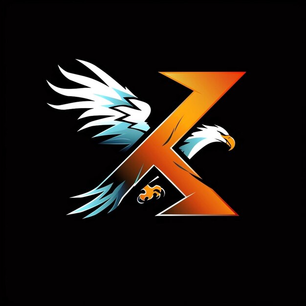 stylized eagle X logo shape or beams of light luxury X logo AI generated