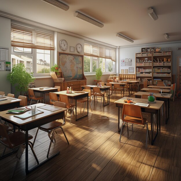 Photo stylized elementary school interior design