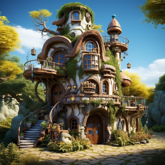 Photo stylized fantasy house