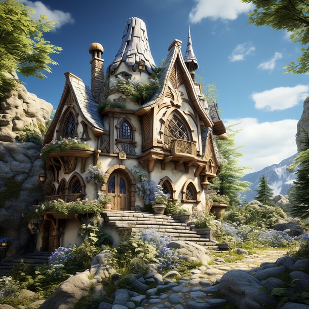 Photo stylized fantasy house