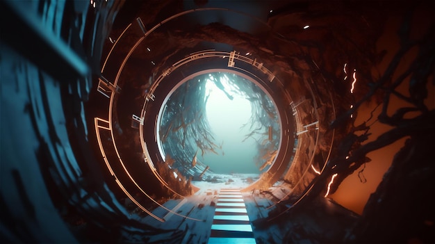 Stylized fantasy portal to unreal fictional worlds