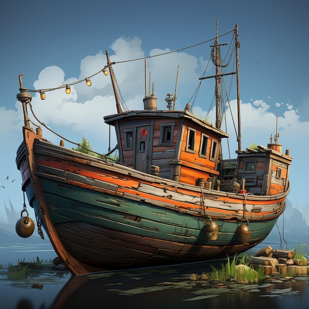 Stylized Fishing Boat