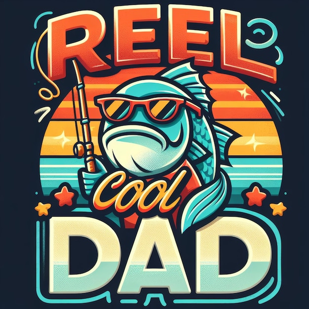 Stylized Fun Father39s Day Fishing Graphic Design