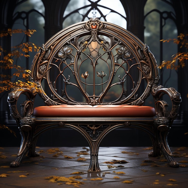 Photo stylized gothic bench