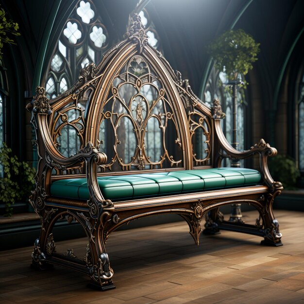 Photo stylized gothic bench