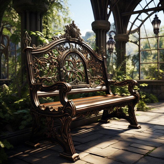 Photo stylized gothic bench