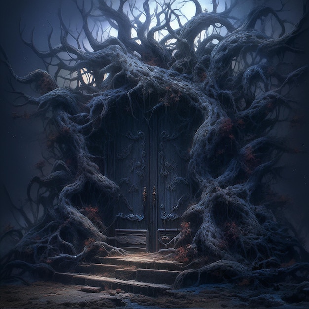 Stylized Haunted Tree Door