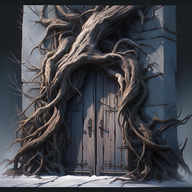 Stylized Haunted Tree Door