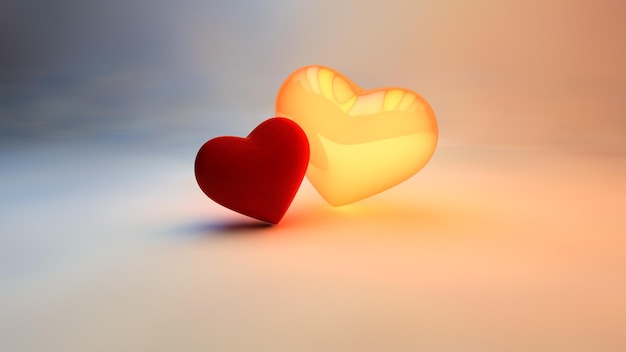 The stylized heart as a symbol is the basis of a love message couple valentine