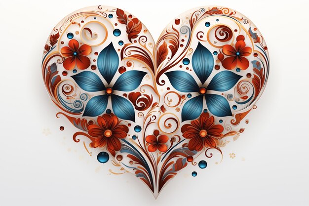 Stylized heart with flowers