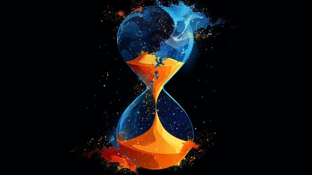 Stylized Hourglass in Blue and Orange