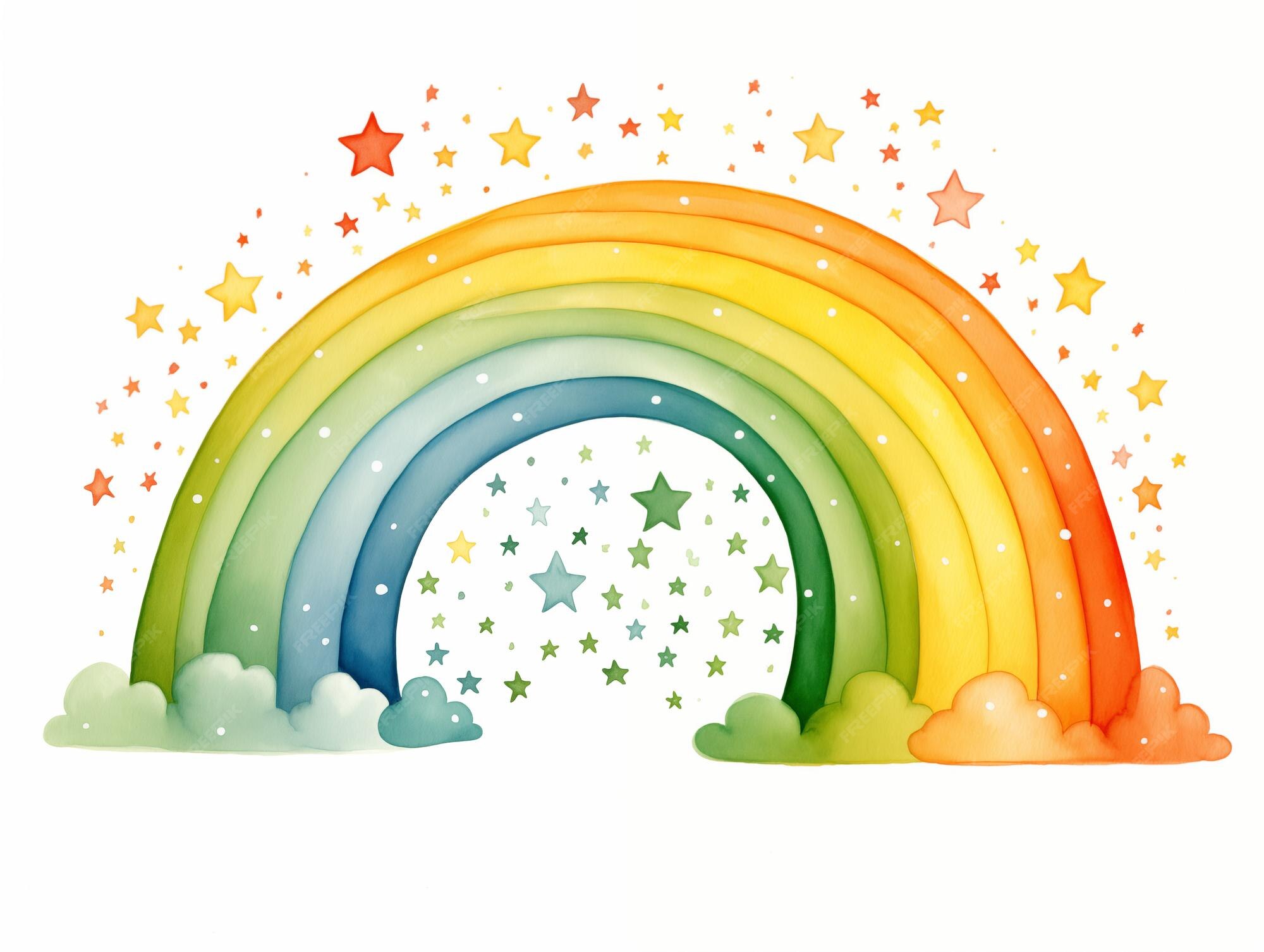 Premium Photo Stylized illustration of a rainbow with stars For the
