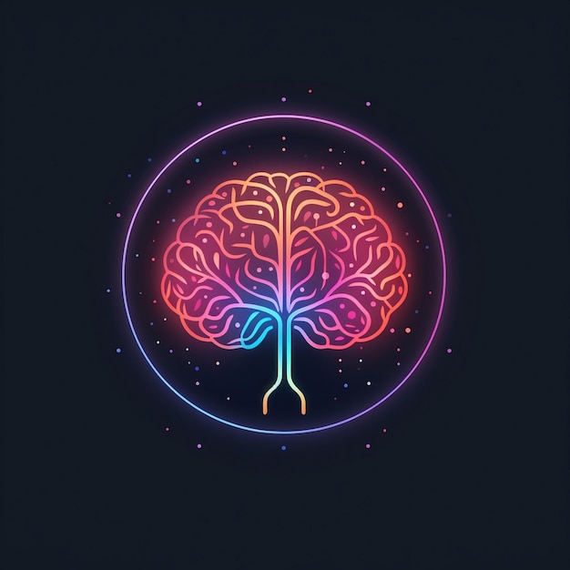 Stylized image of brain icon surrounded by soft light